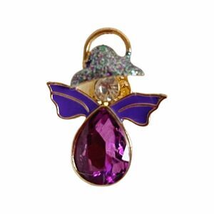 Rhinestone Holiday Purple Angel Pin Brooch